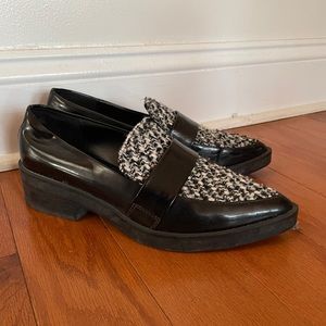 Zara pointed oxfords with knit trimming